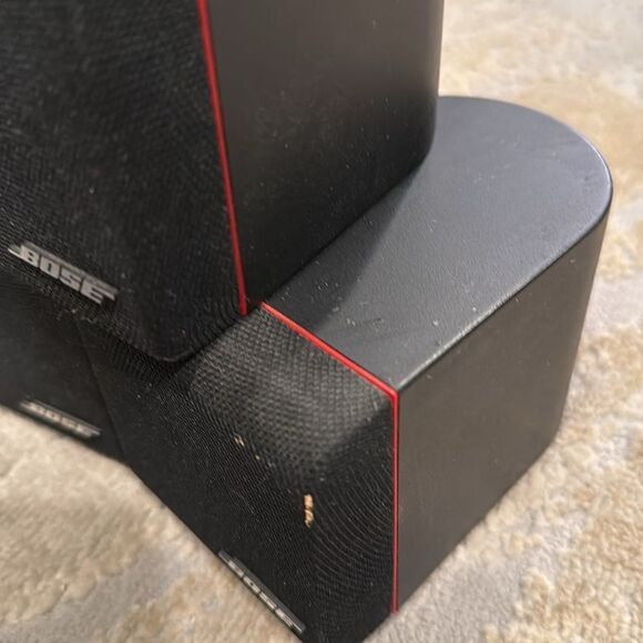 5 Bose Single Cube Red Line Speakers Acoustimass Satellite Lifestyle Systems - Picture 4 of 9